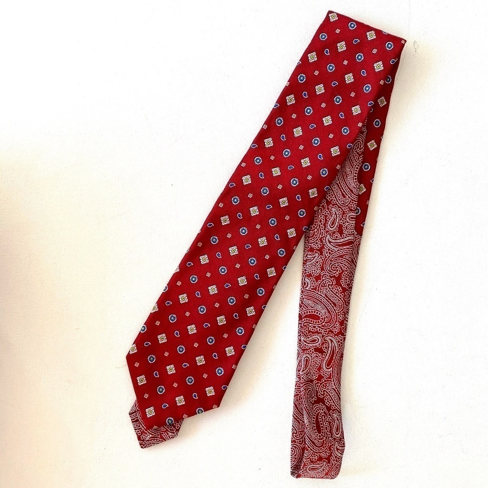 ETRO Red Diamond Print Silk Tie